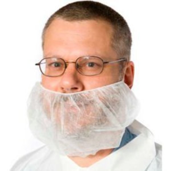 Seidman Associates Beard Covers, Polypropylene, White, 100/Bag, 10 Bags/Case, XL DBRD-1000XL